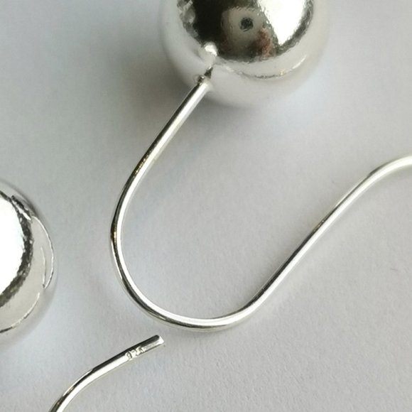 Sterling Silver bead ball drop earrings 10mm 🆕 - Picture 9 of 10